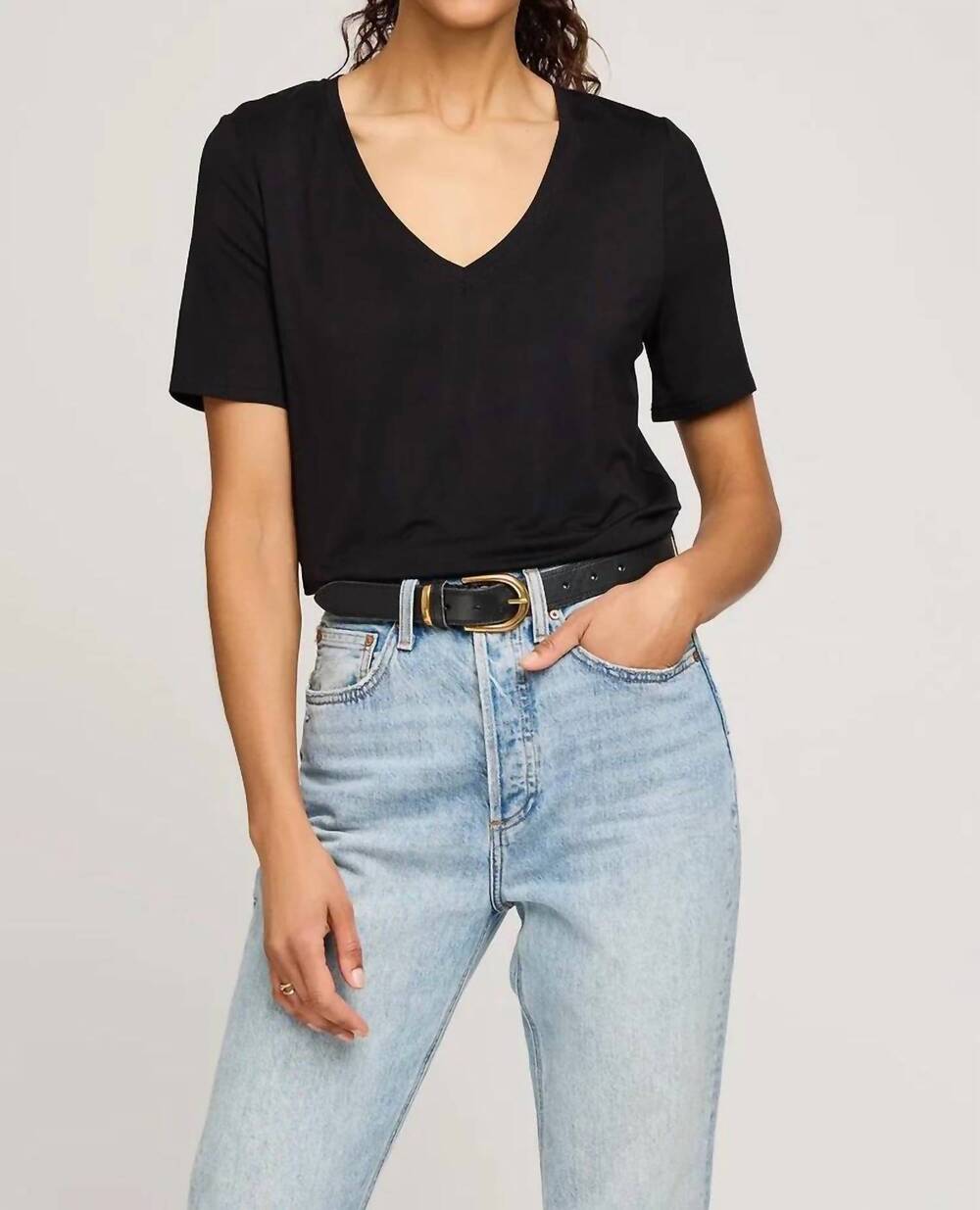 NEW GENTLE FAWN jamie v-neck short sleeve tee in black